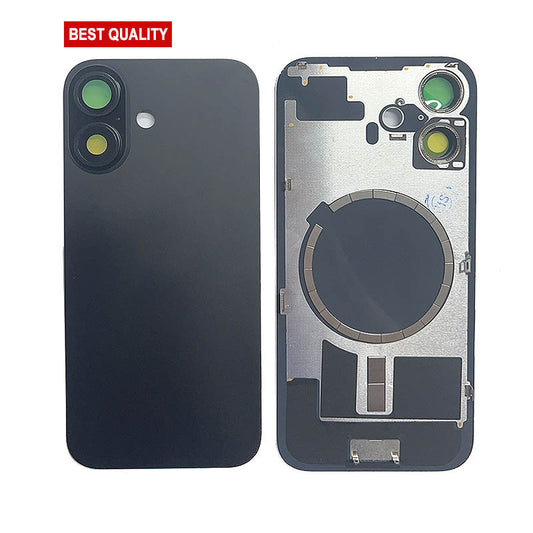 Back Panel with Magnet Black No Logo for iPhone 16 (Best Aftermarket)