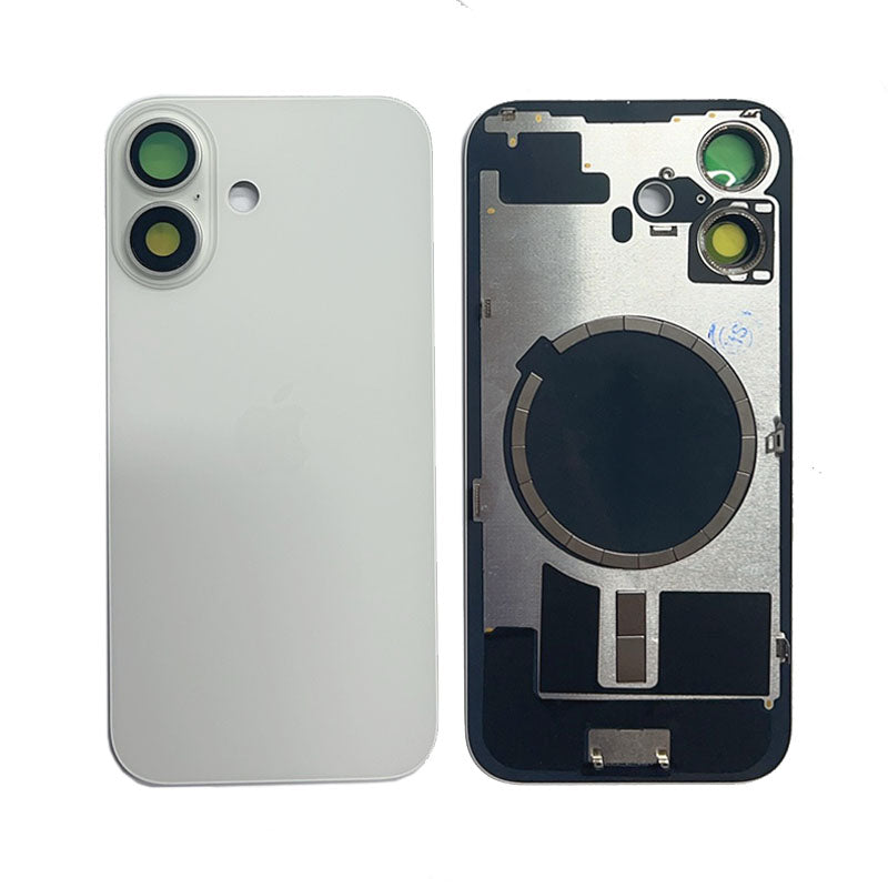 Back Panel with Magnet White No Logo for iPhone 16 (Aftermarket Premium)