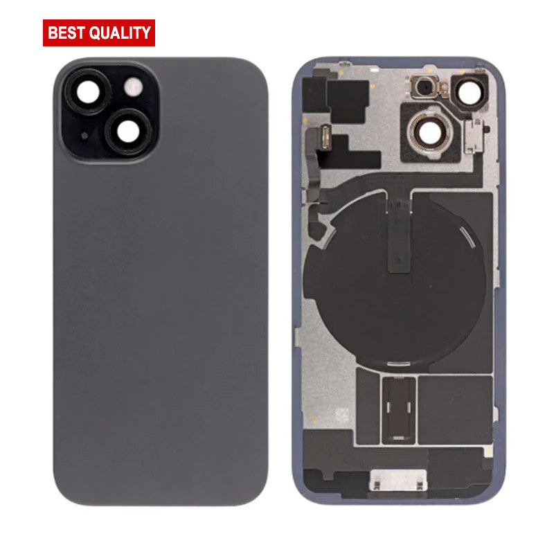 Back Panel with Wireless Charging Flex Black no Logo for iPhone 15 (Best Quality)