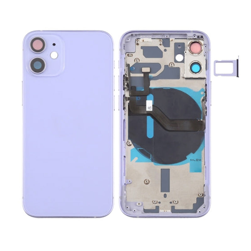 Back Housing With Power Flex Purple No Logo For iPhone 12Mini (Best Aftermarket)